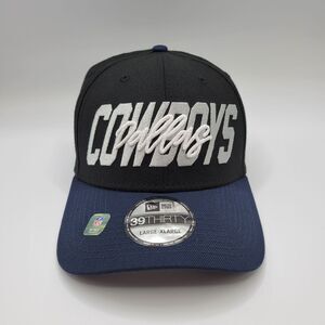 Dallas Cowboys Mens L/XL Hat New Era Flex Fit 39THIRTY Black Navy 2022 NFL Draft
